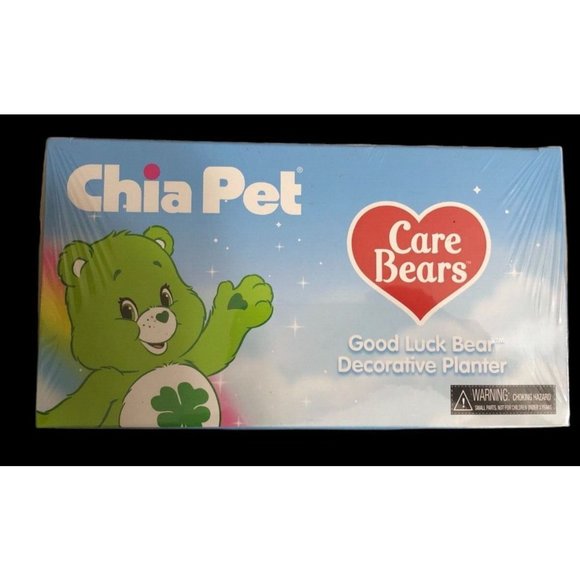 Chia Pet Care Bears Good Luck Bear Decorative Pottery Planter Green NIB Sealed - Picture 10 of 11